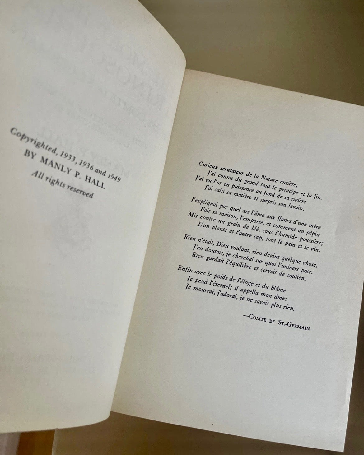 The Most Holy Trinosophia — Comte de St-Germain, Commentary by Manly P. Hall (1949)